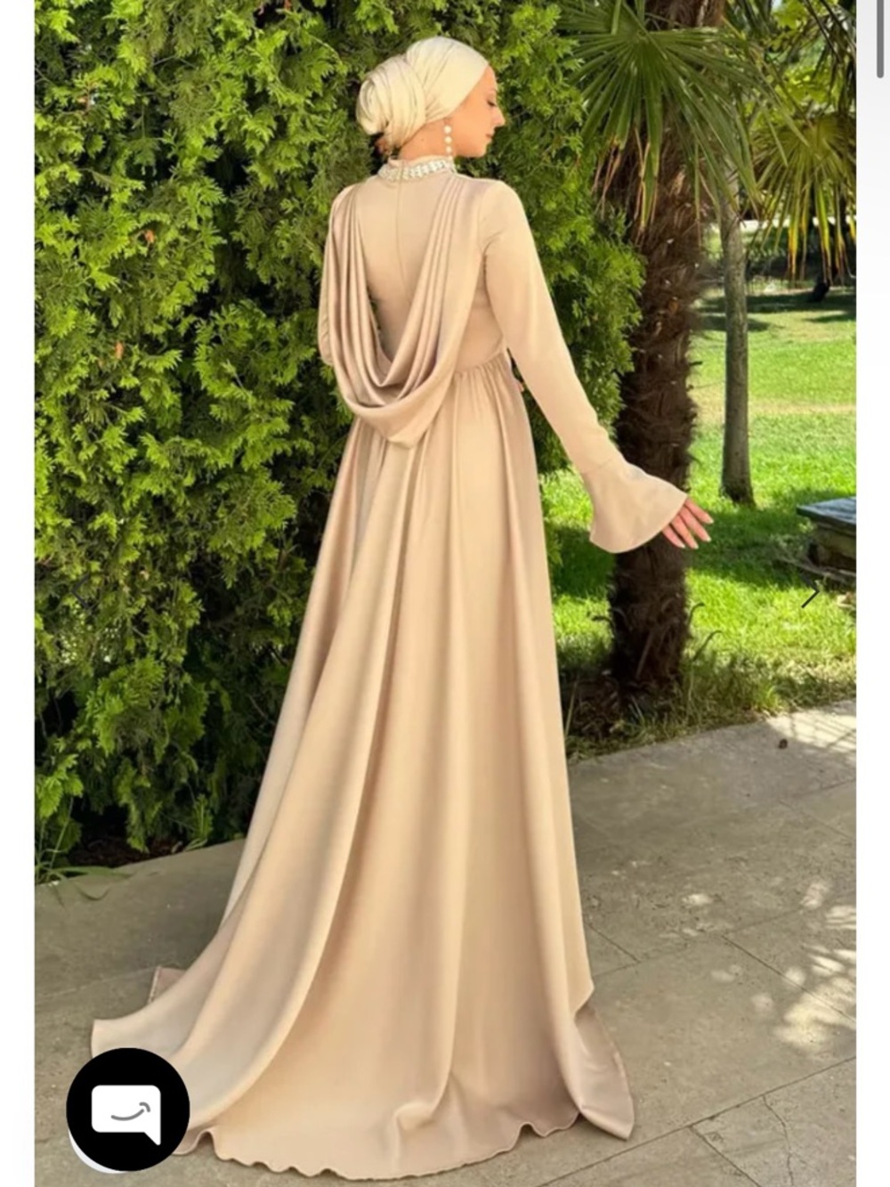 Elegant Taupe Satin Evening Gown - Long Draped Dress